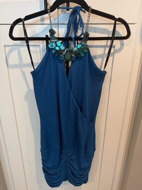 Sky Royal Blue Ruched Mini Dress